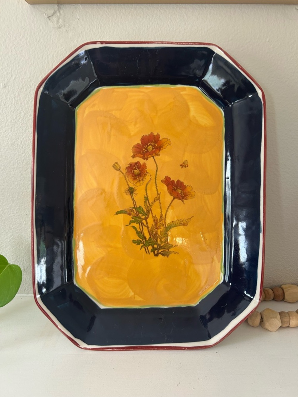 Robert Gordon Poppies Poppy Australia 16" x 12 Serving Platter Vintage Excellent